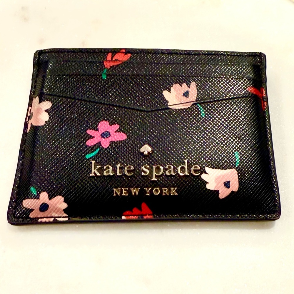 Kate Spade Black Floral Card Holder